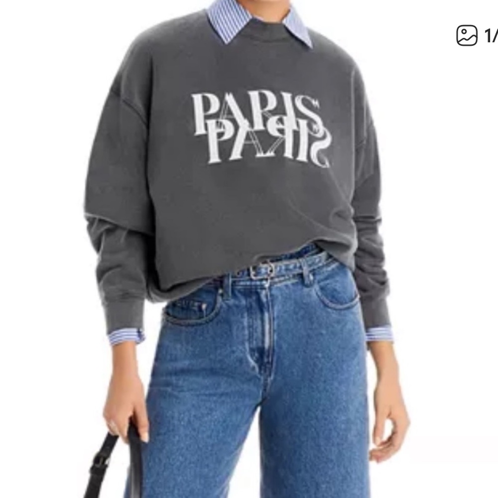 Anine Bing Charcoal Gray Crewneck Sweatshirt